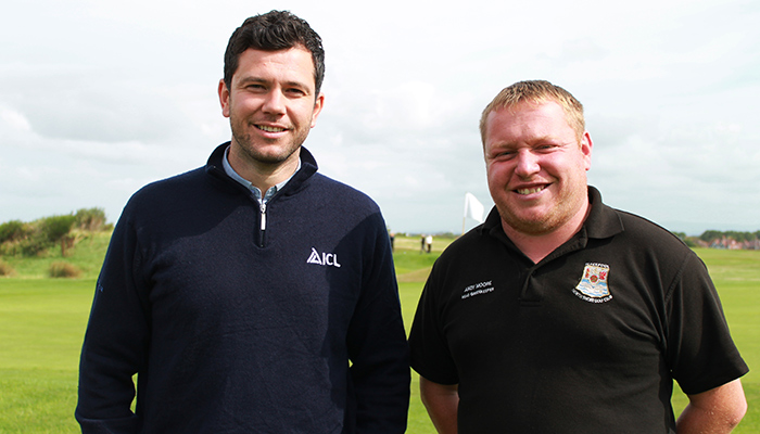 Greenmaster Pro-Lite aids recovery at Blackpool North Shore Golf Club Phil Collinson from ICL with Head Greenkeeper Andy Moore.